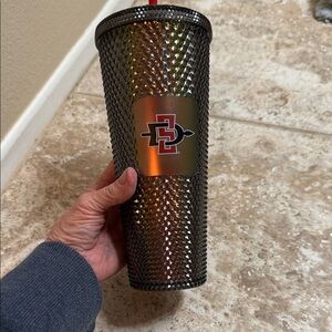 Black/gold iridescent Starbucks 24oz collectible SAN Diego state cold cup. New